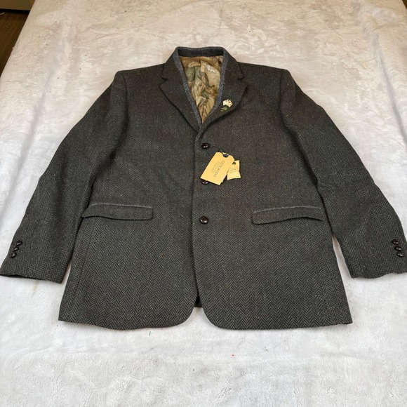 Celtic Gent Heritage Tweed Sports Jacket 48R Green Herringbone Blazer NWT
